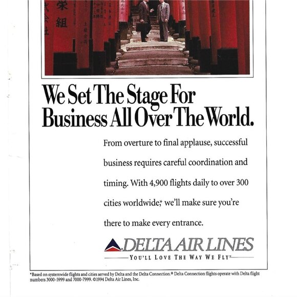 Delta Airlines Business All Over the World 1990s Vintage Print Ad - Picture 3 of 4